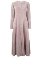 Giambattista Valli Long Flared Coat, Women's, Size: 42, Pink/purple, Lamb Fur/silk