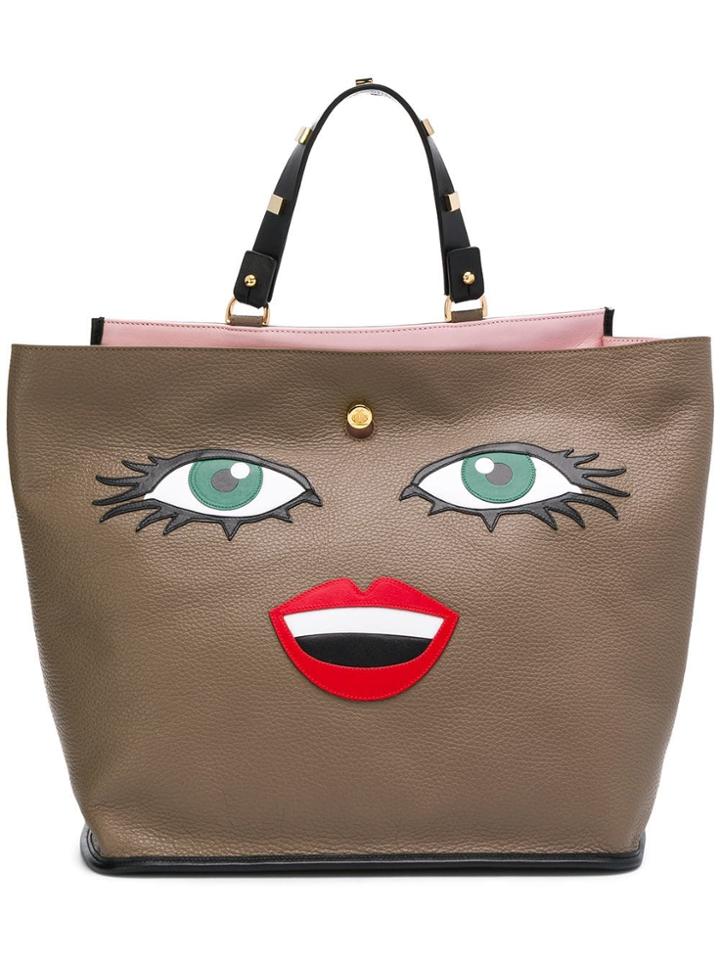 Giancarlo Petriglia Face Applique Tote Bag - Nude & Neutrals