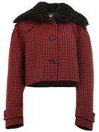 Yang Li Cropped Plaid Jacket, Women's, Size: 38, Red, Sheep Skin/shearling/viscose/wool/polyamide