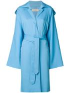 Nina Ricci Loose-fit Tie Waist Coat - Blue