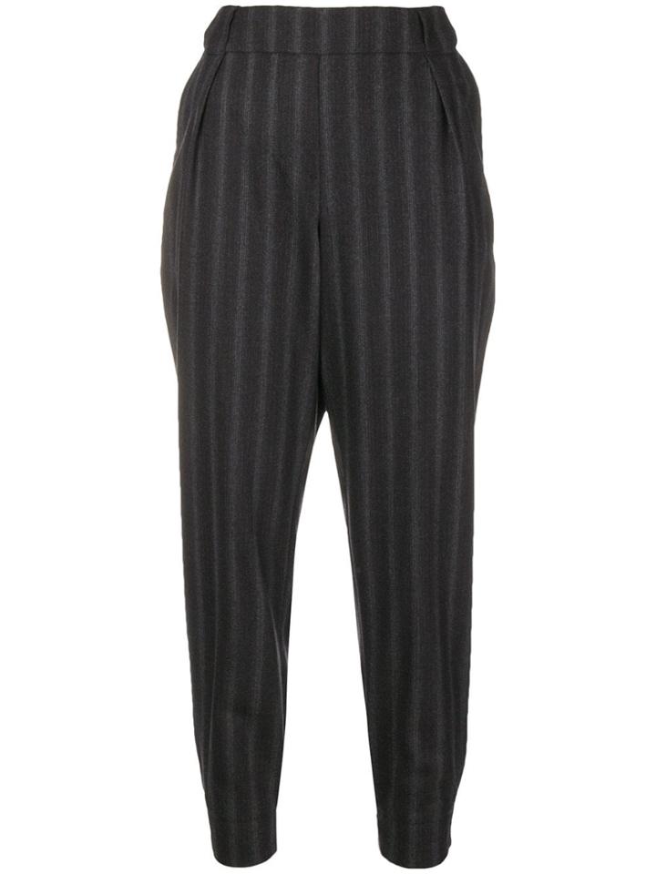 Lorena Antoniazzi Striped Cropped Trousers - Black
