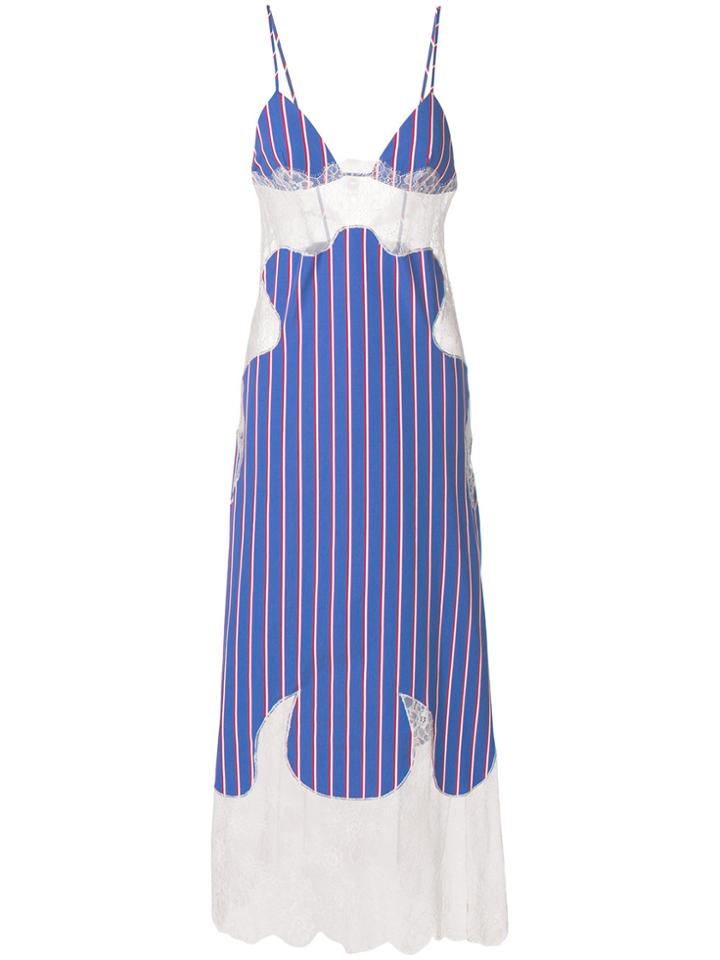 Off-white Cut-out Detail Striped Dress - Blue