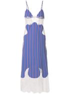 Off-white Cut-out Detail Striped Dress - Blue
