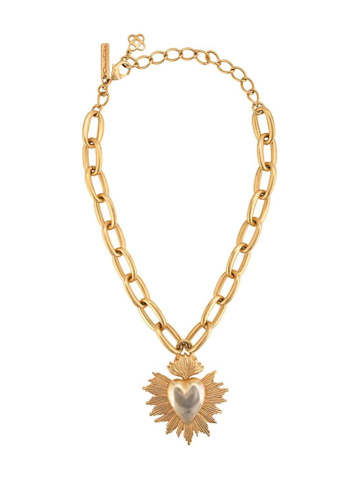 Oscar De La Renta Heart Pendant Necklace - Gold