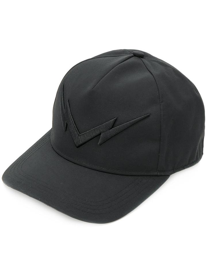 Neil Barrett - Thunderbolt Design Cap - Men - Polyester/polyurethane - One Size, Black, Polyester/polyurethane