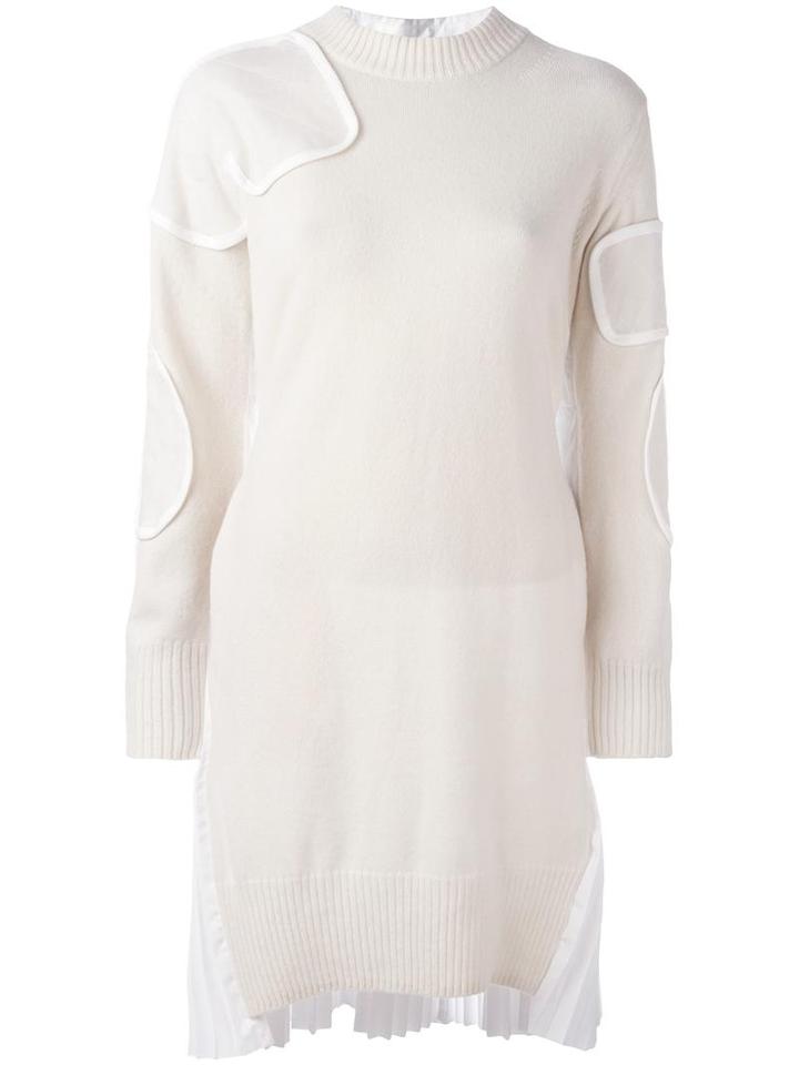 Sacai Contrasting Dress, Women's, Size: 3, Nude/neutrals, Wool/polyester/cotton