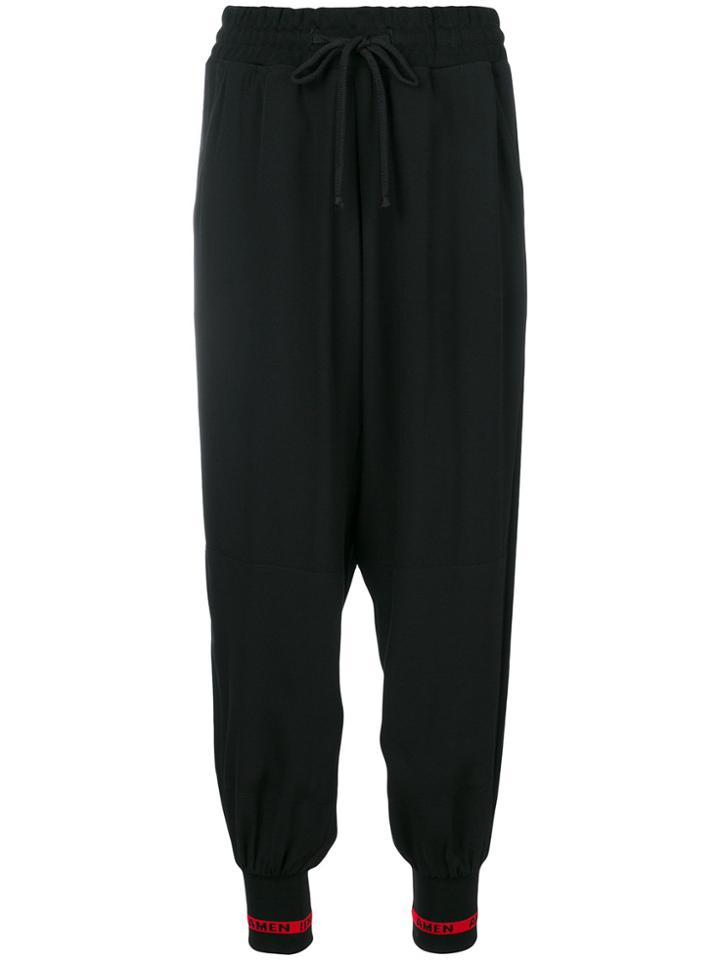 Amen Contrast-trim Harem Trousers - Black