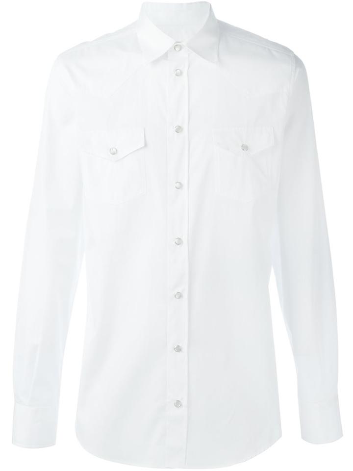 Dolce & Gabbana Western Style Shirt, Men's, Size: 44, White, Cotton