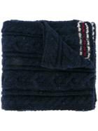 Thom Browne Cable Knit Scarf, Men's, Blue, Wool