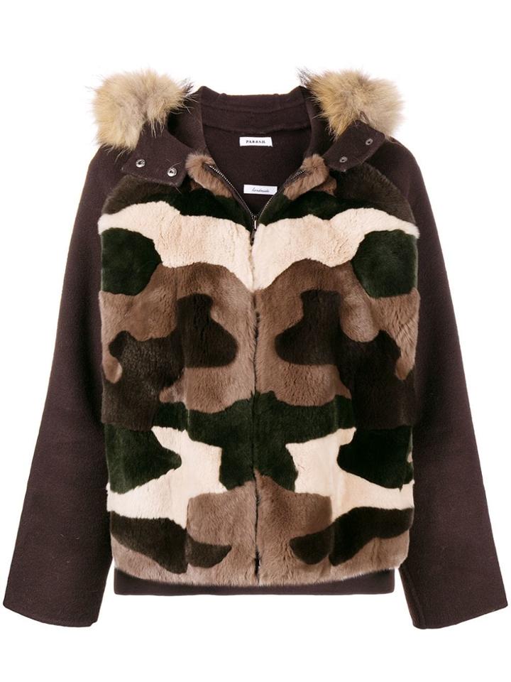 P.a.r.o.s.h. Hooded Camouflage Parka Jacket - Brown
