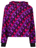 Puma All Over Logo Print Hoodie - Purple