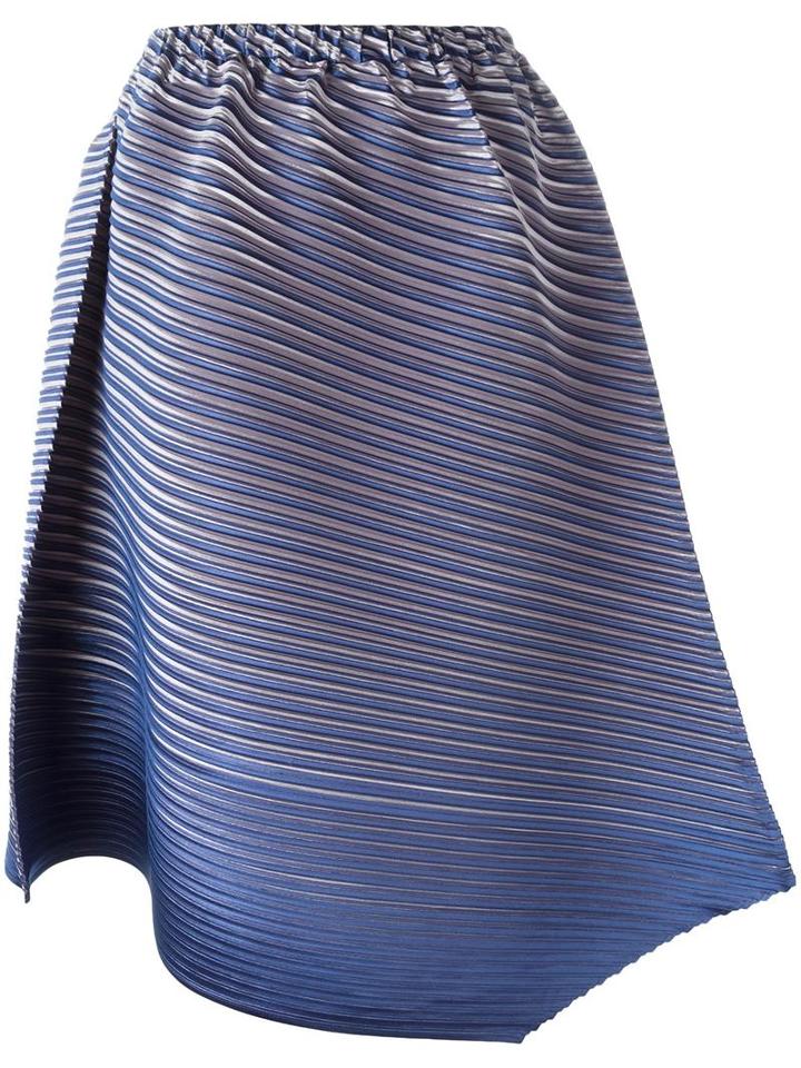Pleats Please By Issey Miyake Asymmetric Pleated Skirt, Women's, Size: 3, Blue, Polyester