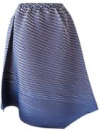 Pleats Please By Issey Miyake Asymmetric Pleated Skirt, Women's, Size: 3, Blue, Polyester