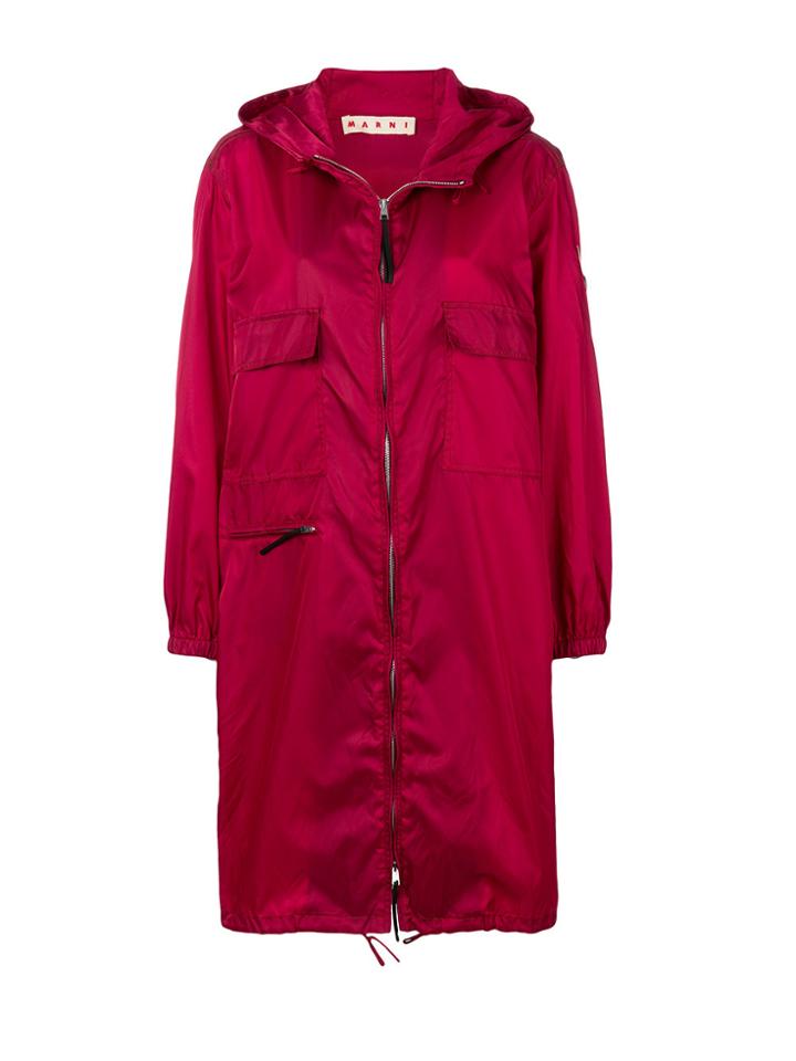 Marni Logo Patch Rain Jacket - Red