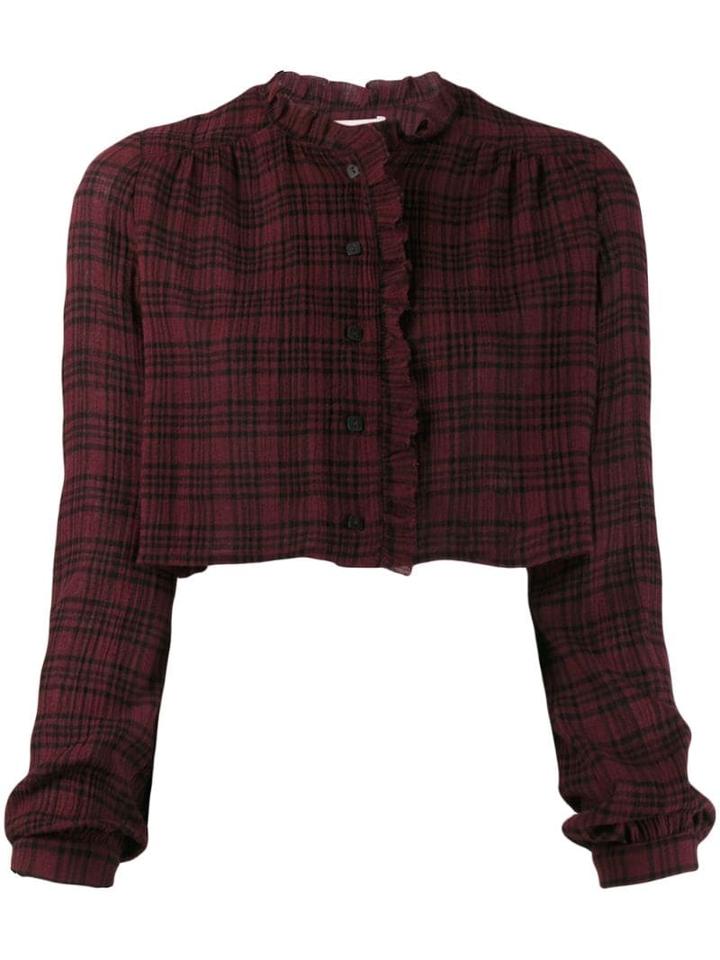 Kristina Ti Cropped Check Shirt - Red
