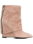 The Seller Foldover Wedge Boots - Neutrals