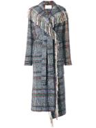 Tonello Woven Long Fringed Coat - Multicolour