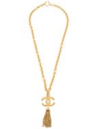 Chanel Vintage Cc Logo Chain Fringe Necklace, Women's