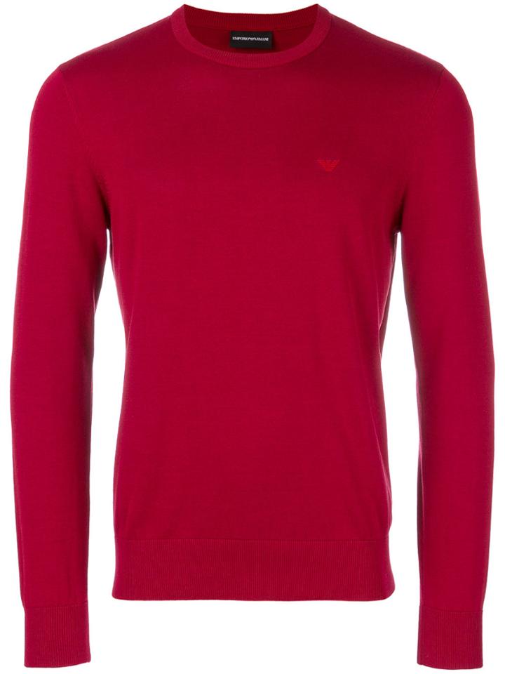 Emporio Armani Slim Fit Logo Sweater - Red