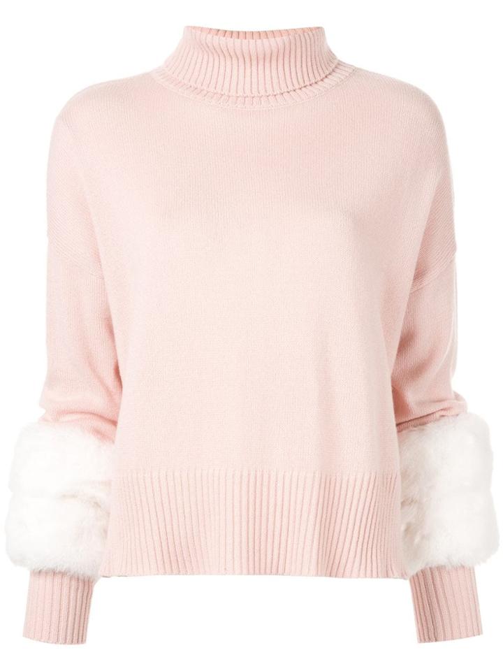 Izaak Azanei Faux Fur Trimmed Jumper - Pink