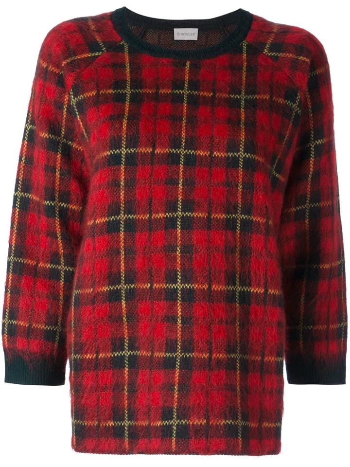 Moncler Round Neck Jumper, Women's, Size: Medium, Red, Polyamide/polyester/mohair/virgin Wool