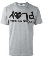 Comme Des Garçons Play Logo Print T-shirt, Size: Small, Grey, Cotton
