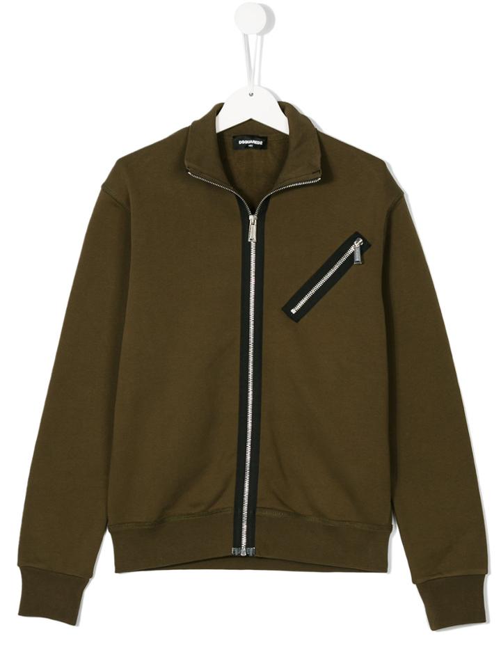 Dsquared2 Kids Teen Zip-up Sweatshirt Top - Green