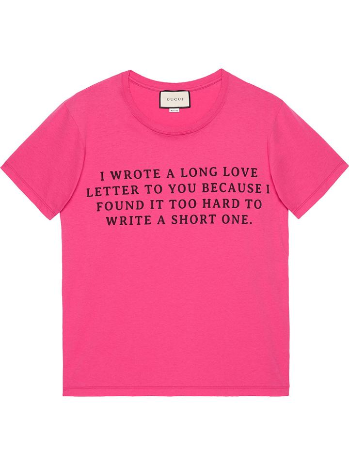 Gucci Love Letter Print T-shirt - Pink & Purple