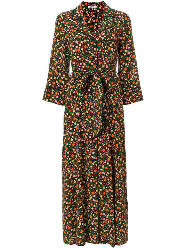 Ganni Floral Print Maxi Dress - Black