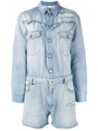 Mm6 Maison Margiela - Denim Playsuit - Women - Cotton - 40, Blue, Cotton