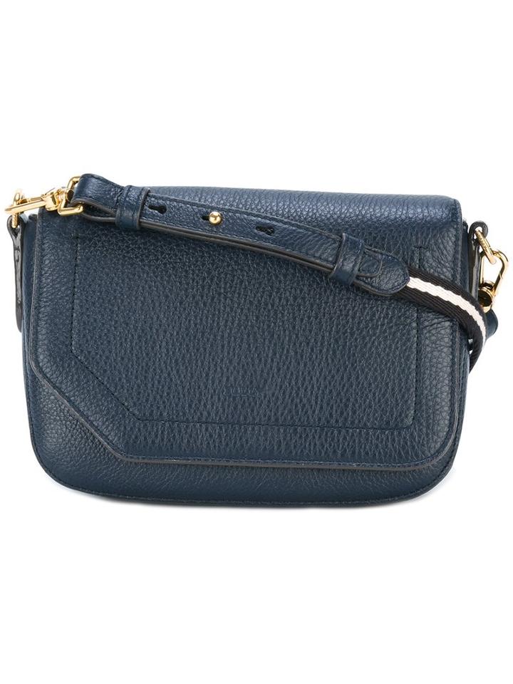 Bally Fold-over Closure Crossbody Bag, Women's, Blue, Calf Leather