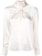 3.1 Phillip Lim Long Sleeve Silk Twisted Blouse - White