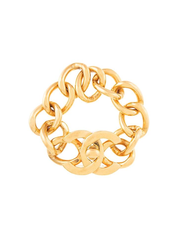 Chanel Vintage Cc Turnlock Chain Bracelet - Gold