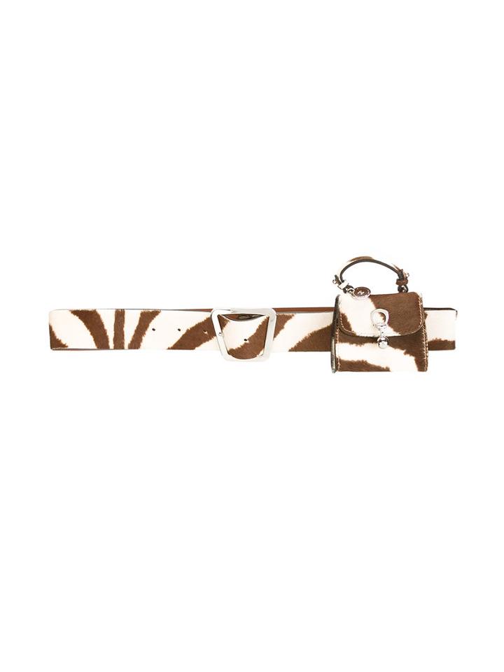 Ermanno Scervino Zebra-effect Pocket Belt, Women's, Size: 85, Brown, Calf Hair/calf Leather