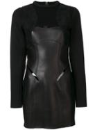 Dsquared2 - Panelled Long Sleeve Dress - Women - Goat Skin/leather/polyamide/viscose - 38, Black, Goat Skin/leather/polyamide/viscose