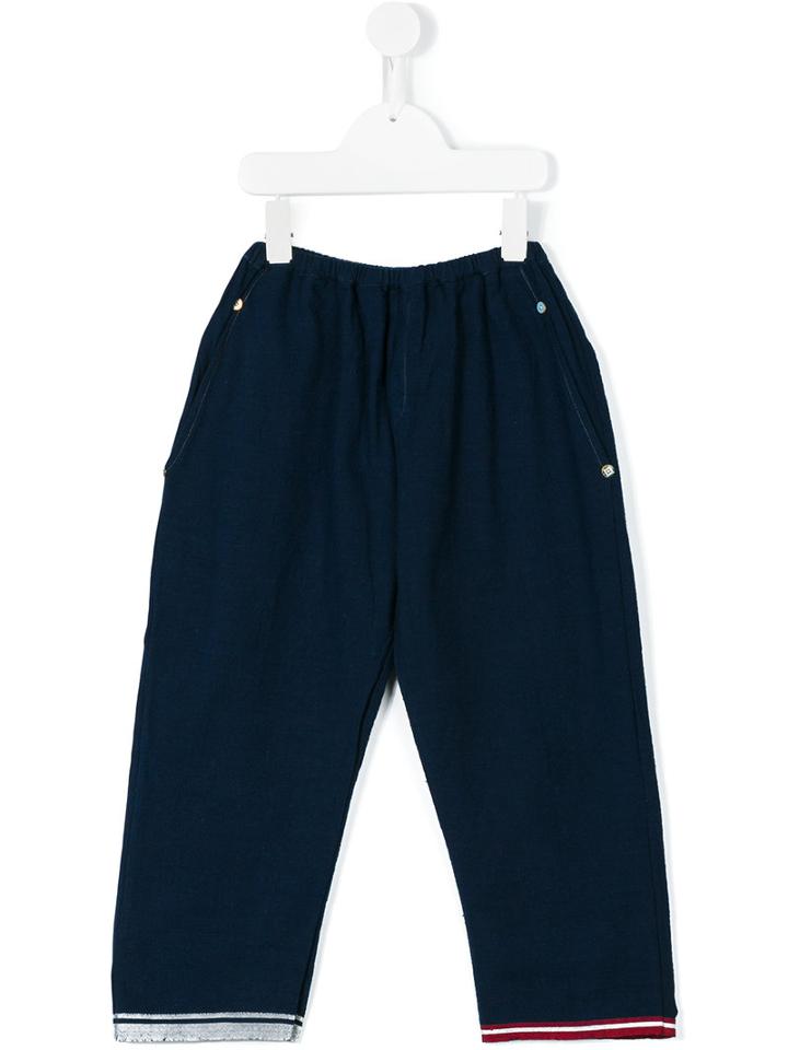 Pero Kids - Striped Hem Trousers - Kids - Cotton - 9 Yrs, Girl's, Blue