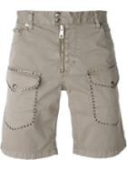 Just Cavalli Studded Pocket Shorts, Men's, Size: 48, Grey, Cotton/spandex/elastane