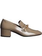 Burberry Link Detail Patent Leather Block-heel Loafers - Grey