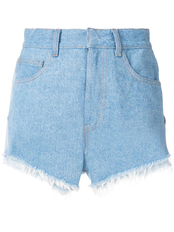 Ssheena High-waisted Frayed Denim Shorts - Blue