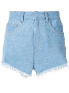 Ssheena High-waisted Frayed Denim Shorts - Blue
