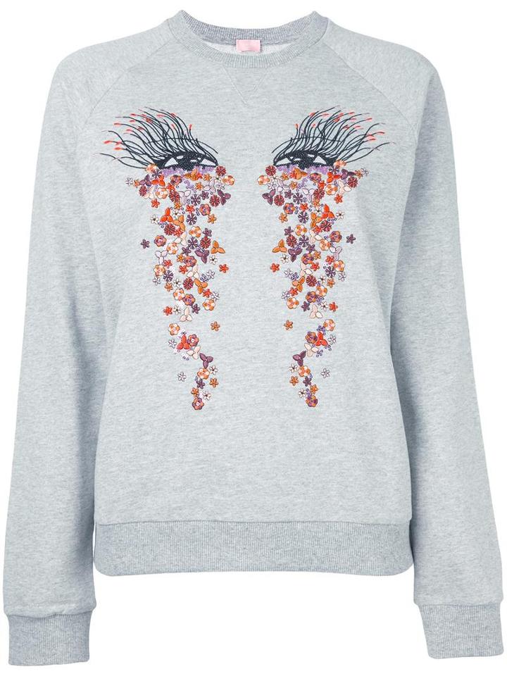 Giamba 'eyes' Print Sweatshirt, Women's, Size: 44, Grey, Cotton