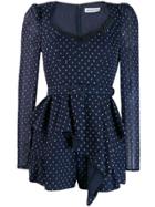 Self-portrait Polka Dot Playsuit - Blue