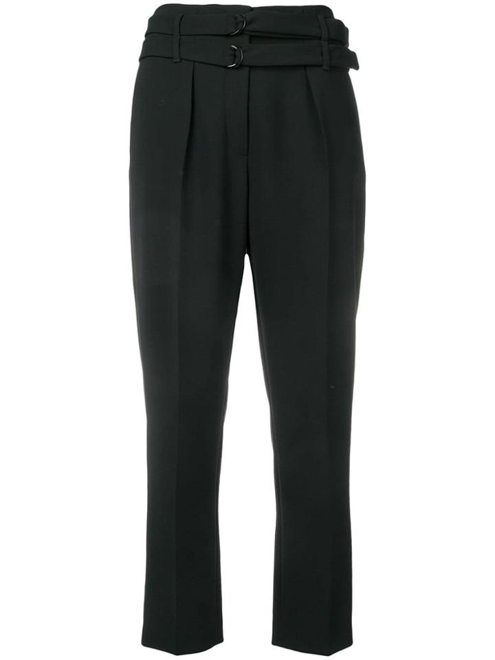 Luisa Cerano Double Belt Cropped Trousers - Black