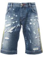 Philipp Plein Distressed Denim Shorts, Men's, Size: 31, Blue, Cotton/polyester