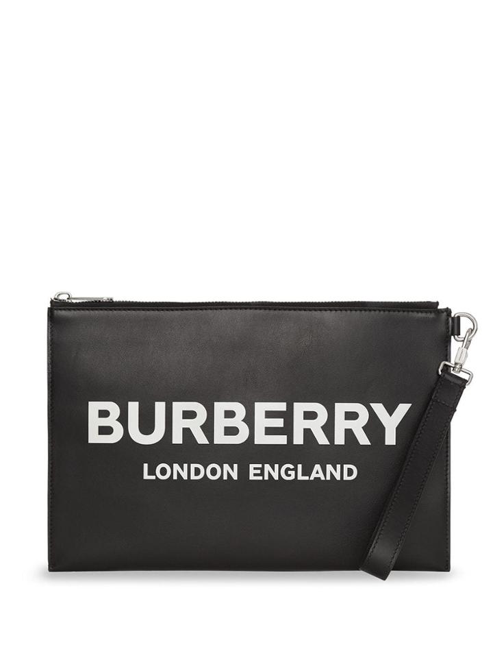 Burberry Logo Print Zip Pouch - Black