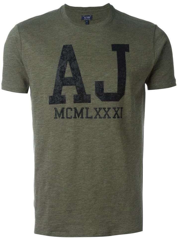 Armani Jeans Denim Effect Stamped Logo T-shirt