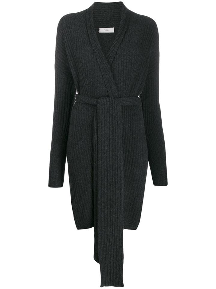 Pringle Of Scotland Travelling Rib Wrap Cardigan - Grey
