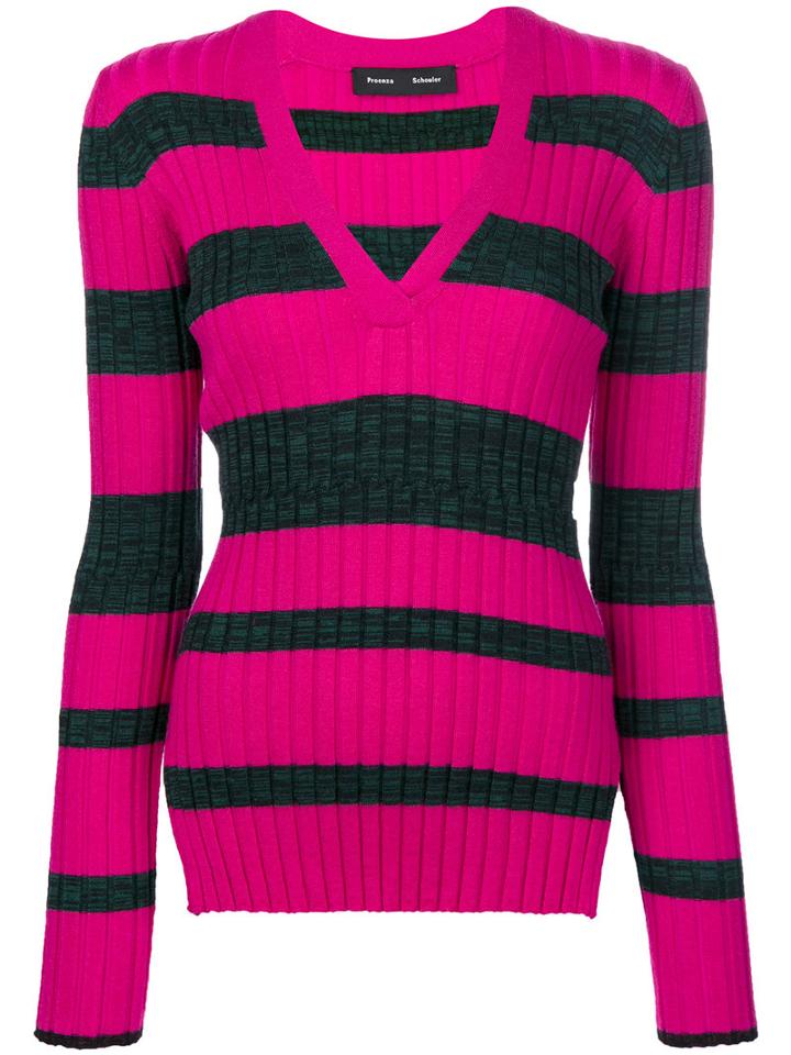 Proenza Schouler - Long Sleeve Crewneck Top - Women - Wool/silk/cashmere/viscose - S, Pink/purple, Wool/silk/cashmere/viscose