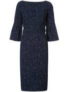 Lela Rose Printed Fitted Dress - Blue
