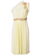 Elisabetta Franchi Pleated One Houlder Dress - Yellow & Orange